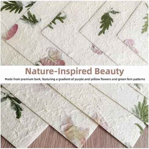 ANXINZENITH Handmade Botanical Craft Paper - 10 Sheets 15x22 Inch Acid-Free Art Paper for Watercolor,Wedding Invites,Scrapbooking - Vintage Textured Designs for DIY,Gift Wrapping & Cultural Projects in Saudi Arabia