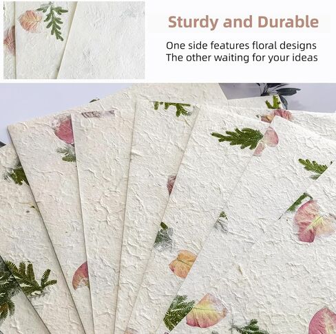 ANXINZENITH Handmade Botanical Craft Paper - 10 Sheets 15x22 Inch Acid-Free Art Paper for Watercolor,Wedding Invites,Scrapbooking - Vintage Textured Designs for DIY,Gift Wrapping & Cultural Projects in Saudi Arabia