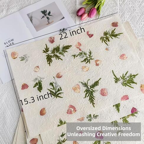 ANXINZENITH Handmade Botanical Craft Paper - 10 Sheets 15x22 Inch Acid-Free Art Paper for Watercolor,Wedding Invites,Scrapbooking - Vintage Textured Designs for DIY,Gift Wrapping & Cultural Projects in Saudi Arabia