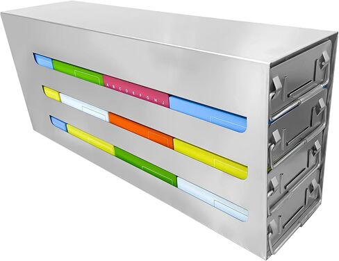 Stainless Steels 16-Well (4x4) Freezer Rack, Dimensions about 21.65*5.51*9.13 in, Upper Access Drawer for Cryogenic Box Storage and Organization, Storage Boxes Sold Seperately, 1 Piece/Case in Saudi Arabia