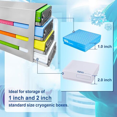 Stainless Steels 16-Well (4x4) Freezer Rack, Dimensions about 21.65*5.51*9.13 in, Upper Access Drawer for Cryogenic Box Storage and Organization, Storage Boxes Sold Seperately, 1 Piece/Case in Saudi Arabia