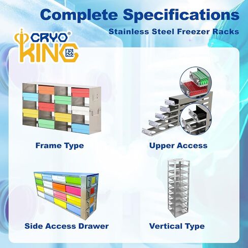 Stainless Steels 16-Well (4x4) Freezer Rack, Dimensions about 21.65*5.51*9.13 in, Upper Access Drawer for Cryogenic Box Storage and Organization, Storage Boxes Sold Seperately, 1 Piece/Case in Saudi Arabia