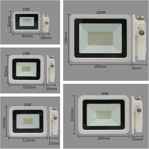 Caarla Dolllight 1pcs White L+E+D Light Light 10W 20W 30W 50W 100W IP68 Water.Proof Garden Garden Lighting Spotlight Wall Lights Shell 220V (175V-265V) (Cold Light-6000K ، 10W) in Kuwait