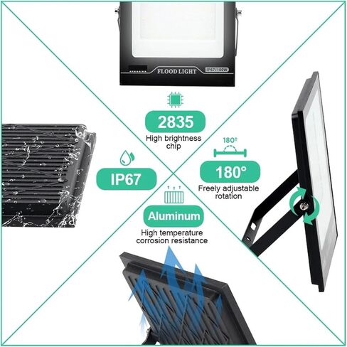 CAARLA Floodlight L+E+D Flood Light AC220V 10W 20W 30W 50W 100W 150W 200W Outdoor IP67 Water.Proof L+E+D Spotlight Garden Street Gate Wall Floodlights(Warm Light 3000K,220V-30W) in Saudi Arabia