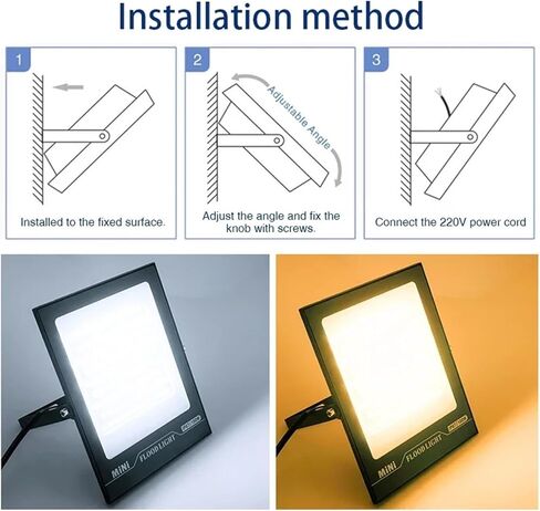 CAARLA Floodlight L+E+D Flood Light AC220V 10W 20W 30W 50W 100W 150W 200W Outdoor IP67 Water.Proof L+E+D Spotlight Garden Street Gate Wall Floodlights(Warm Light 3000K,220V-30W) in Saudi Arabia