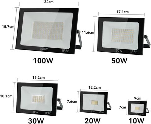 Caarla Dolllight L+E+D Flood Light IP66 Water.proof Outdoor Sternight 100W AC220V Reflector L+E+D مصباح الجدار الخارجي لجدار بوابة شارع الحديقة (أبيض بارد ، 10W) in Saudi Arabia