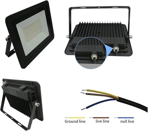 CAARLA Floodlight 1pcs L+E+D Flood Light 10W 20W 30W 50W 100W AC 220V Reflector Spotlight Street Light Wall Lamp IP68 Water.Proof Outdoor Garden Lighting(Black Shell,Warm WHITE-3000K_10W) in Saudi Arabia