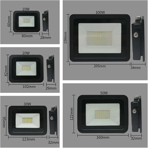 CAARLA Floodlight 1pcs L+E+D Flood Light 10W 20W 30W 50W 100W AC 220V Reflector Spotlight Street Light Wall Lamp IP68 Water.Proof Outdoor Garden Lighting(Black Shell,Warm WHITE-3000K_10W) in Saudi Arabia