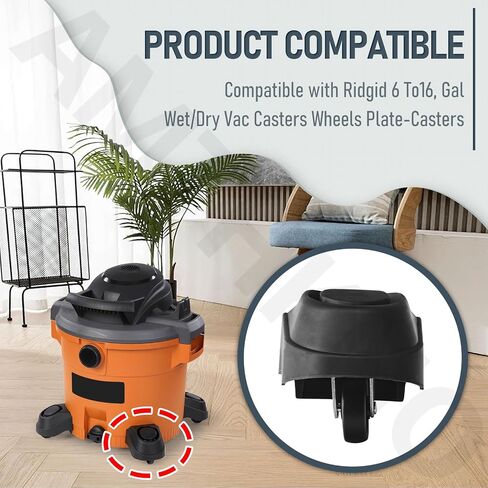 12388 Foot Caster & 12293 Caster Wheel Kit for Ridgid 6 & 16 Gal Wet/Dry Vacuum ، يستخدم لأعضاء اللوحة (2) in Saudi Arabia
