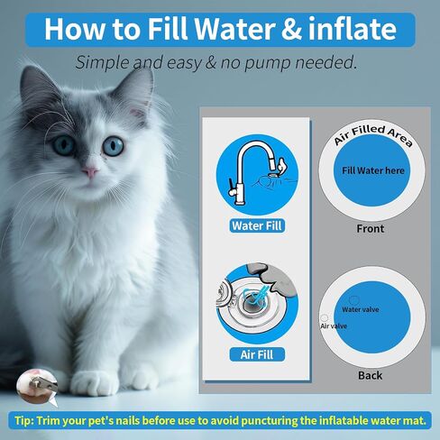 Cat Cooling Pad, Portable Water-Filled for Dogs and Cats, Easy to Clean, Suitable for All Types of Pets, Keep Your Pets Cool in The Summer in Saudi Arabia