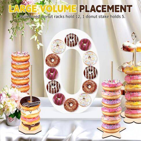 5 PCS DONUT STAND ، لوازم الحفلات دونات تشمل 1 PC DIGIT DOND WALD STAND ، 4 PCS DONUT WALL ، لحفل حفل زفاف عيد ميلاد (أبيض رقم 5) in Kuwait