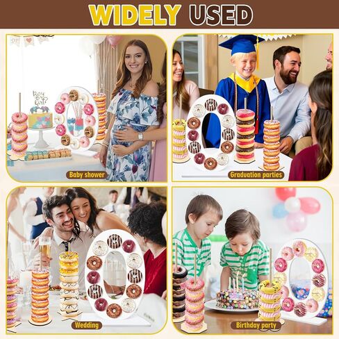 5 PCS DONUT STAND ، لوازم الحفلات دونات تشمل 1 PC DIGIT DOND WALD STAND ، 4 PCS DONUT WALL ، لحفل حفل زفاف عيد ميلاد (أبيض رقم 5) in Kuwait