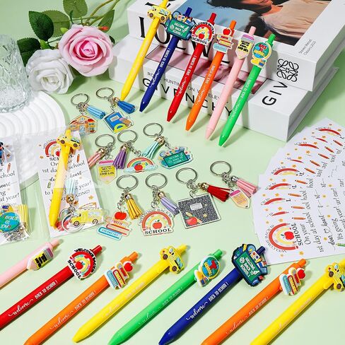 24 Set Back to School Student Gifts Bulk Ballpoint Pens Keychains and Greeting Cards Set First Day of School Gifts for Teacher Classroom Rewards Party Favors in Saudi Arabia