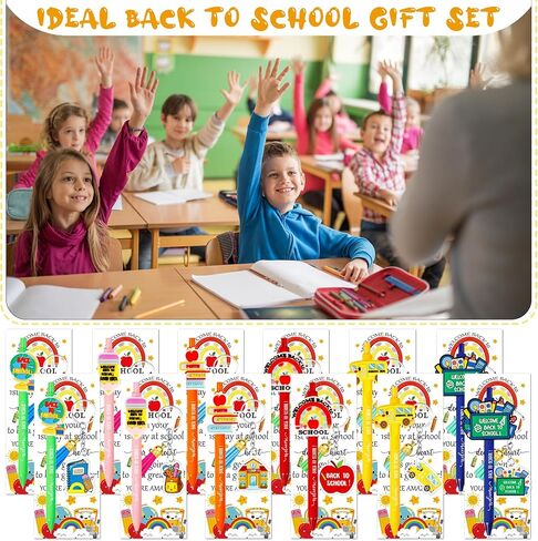 24 Set Back to School Student Gifts Bulk Ballpoint Pens Keychains and Greeting Cards Set First Day of School Gifts for Teacher Classroom Rewards Party Favors in Saudi Arabia