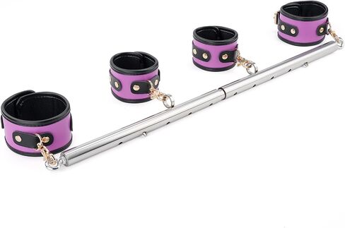 Spreader Bar Heavy Duty Stainless Steel Expandable Silver Bar Home Gym with 4pcs PU Purple Adjustable Strap,Sports Aid Training Fitness Gear Pilates Aid Kit,Yoga Set in Kuwait