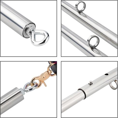 Spreader Bar Heavy Duty Stainless Steel Expandable Silver Bar Home Gym with 4pcs PU Purple Adjustable Strap,Sports Aid Training Fitness Gear Pilates Aid Kit,Yoga Set in Kuwait