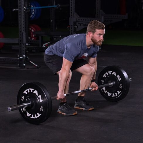 سلسلة Power Barbell Power Barbell Titan Fitness ، 20 كيلوغرام 29 ملم متوسطة الترشيح ، تم تصنيفها على 1500 رطل ، حركات تدريب على قوة الصالة الرياضية للمنزل من أجل القرفصاء البطيئة ، ومقعد ، وحركات Deadlift in Saudi Arabia