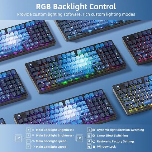 ZORNHER ZH980 Wireless Mechanical Gaming Keyboard,95% Blue Custom Creamy Keyboard with Number Pad,Starry Night Dye Sublimation PBT Keycaps,Pre-lubed Linear Switches,Hot-Swappable,RGB Backlit in Saudi Arabia