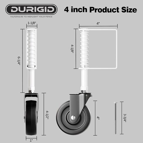 5" Spring Loaded Gate Caster Heavy Duty Gate Wheels for Wooden, Vinyl and Metal Gates, Gate Wheel with 360° Swivel, Ideal for Outdoor Fence Gates, 200 Lbs Capacity, 1 Pcs, Black in Saudi Arabia