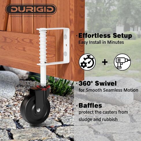 5" Spring Loaded Gate Caster Heavy Duty Gate Wheels for Wooden, Vinyl and Metal Gates, Gate Wheel with 360° Swivel, Ideal for Outdoor Fence Gates, 200 Lbs Capacity, 1 Pcs, Black in Saudi Arabia