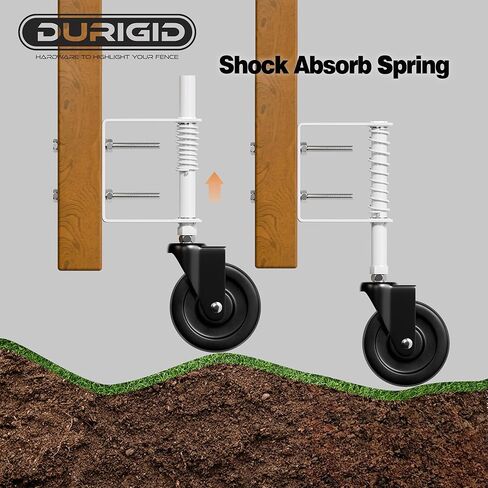 5" Spring Loaded Gate Caster Heavy Duty Gate Wheels for Wooden, Vinyl and Metal Gates, Gate Wheel with 360° Swivel, Ideal for Outdoor Fence Gates, 200 Lbs Capacity, 1 Pcs, Black in Saudi Arabia