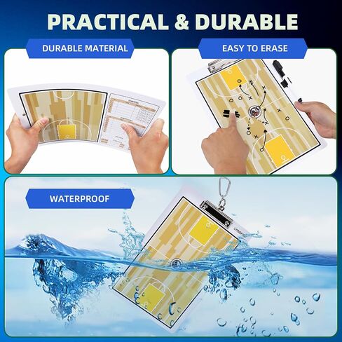 Basketball Dry Erase Coaches Clipboard，Waterproof Basketball Clipboard for Coaches Double-Sided Basketball White Board for Coaches Writable and Erasable Basketball Dry Erase Board for Coaches （Blue） in Kuwait