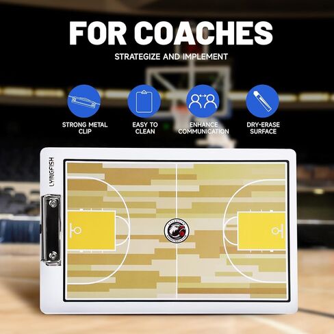 Basketball Dry Erase Coaches Clipboard，Waterproof Basketball Clipboard for Coaches Double-Sided Basketball White Board for Coaches Writable and Erasable Basketball Dry Erase Board for Coaches （Blue） in Kuwait