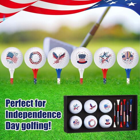 13 PCS هدايا كرات الجولف الوطنية مجموعة 6 USA Flag Ball 6 Tees و 1 Box 4th of July Golf Ball and Tee Associory Hompts for Dad Bafy Grandpa Golfball Amport in Saudi Arabia