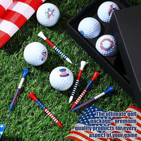 13 PCS هدايا كرات الجولف الوطنية مجموعة 6 USA Flag Ball 6 Tees و 1 Box 4th of July Golf Ball and Tee Associory Hompts for Dad Bafy Grandpa Golfball Amport in Saudi Arabia