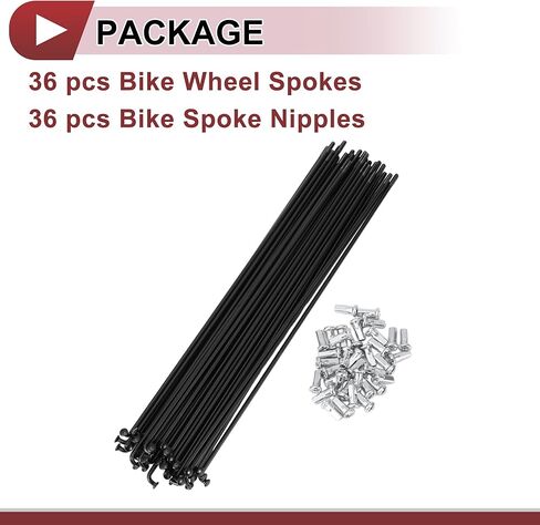 36 Set 12G Bicycle Spokes 219mm Bike Wheel Spokes 45 Steel Black in Saudi Arabia