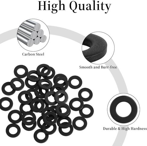 40Pcs M6 Black Flat Washer Carbon Steel Black Coating Blacks Washer Stainless Flats Washers M6 x 12mm OD Blacks Flat Washers in Saudi Arabia