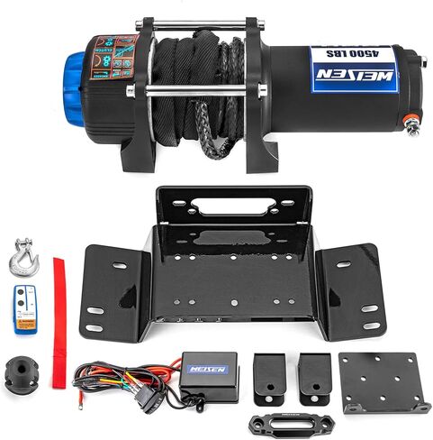 WeiSen 12V Electric 4500lb Winch Kit with Mount Bracket and Rocker Switch Compatible with Honda Pioneer 700 4 2014-2025, w/Hawse Fairlead Synthetic Line and Stopper in Saudi Arabia