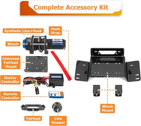 WeiSen 12V Electric 4500lb Winch Kit with Mount Bracket and Rocker Switch Compatible with Honda Pioneer 700 4 2014-2025, w/Hawse Fairlead Synthetic Line and Stopper in Saudi Arabia