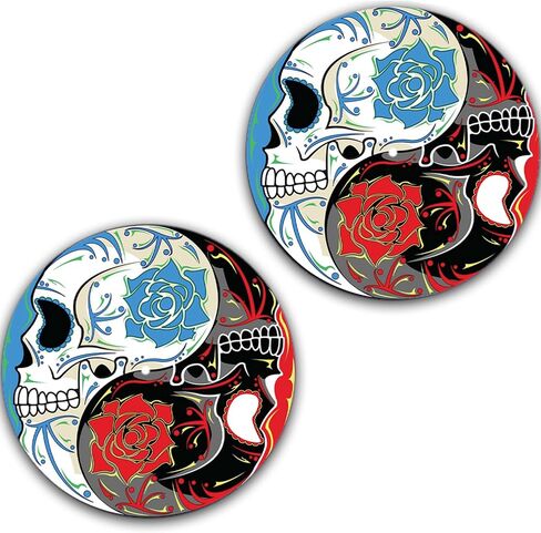 DJ One Pair DJ Skull #2 Japanese Ying Yang Scratch Pads 1200 Vinyl Memorabilia 12" inch Slip Mat Turntable Slipmat DJ Platter Pad x2 in Saudi Arabia