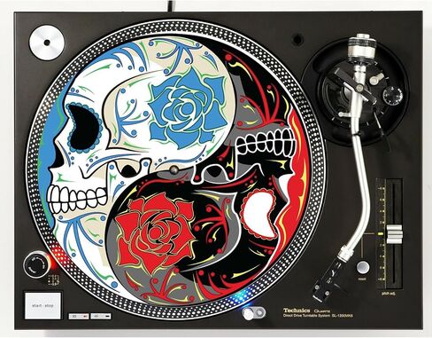 DJ One Pair DJ Skull #2 Japanese Ying Yang Scratch Pads 1200 Vinyl Memorabilia 12" inch Slip Mat Turntable Slipmat DJ Platter Pad x2 in Saudi Arabia