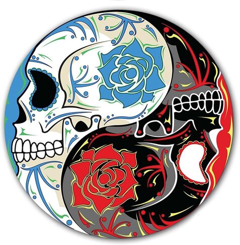 DJ One Pair DJ Skull #2 Japanese Ying Yang Scratch Pads 1200 Vinyl Memorabilia 12" inch Slip Mat Turntable Slipmat DJ Platter Pad x2 in Saudi Arabia