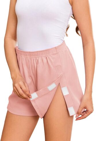 Deyeek Women's Tear Away Shorts Side Split Open Cotton Leg Breakaway Post Surgery Recovery Bottoms in Saudi Arabia