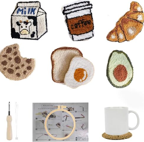 Huacan Puppy Punch Needle Coaster Kit - 6 Patterns Dog Punch Needle Embroidery Craft Kit, DIY Felting Coaster for Adults Beginners in Saudi Arabia