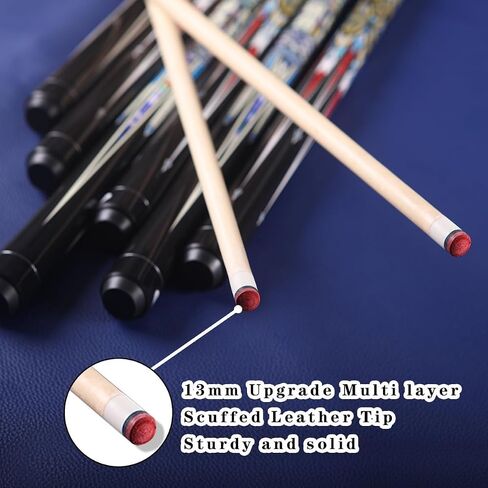 Canadian Maple Pool Cue Stick, Stainless Steel 5/16" X 18 Joint, 58 Inch 13mm Tip Billiard Pool Cue Stick, 19 20 oz, 2-Piece Pool Cue Stick for Beginner, Commercial Home Entertainment in Kuwait