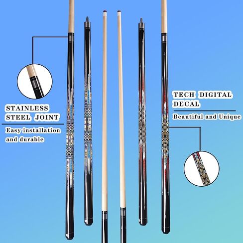 Canadian Maple Pool Cue Stick, Stainless Steel 5/16" X 18 Joint, 58 Inch 13mm Tip Billiard Pool Cue Stick, 19 20 oz, 2-Piece Pool Cue Stick for Beginner, Commercial Home Entertainment in Kuwait