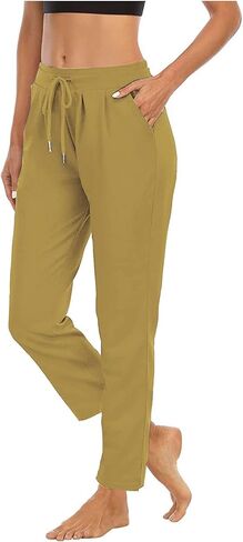 سروال مستقيمة الساق للنساء Petite sweatpants فضفاضة فضفاضة ملائمة للركض غير الرسمي السراويل الرباطية الأصفاد الكاحل جيوب in Kuwait