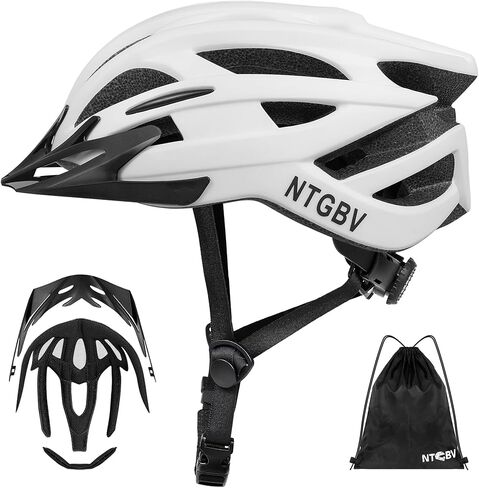 Adult Bike Helmet for Men/Women with Helmet Bag 2 Removable Moisture-Wicking Liners & Visors Lightweight Shockproof Adjustable Design CPSC 1203 & EN 1078 Safety Certified for Road/Commute/MTB in Kuwait