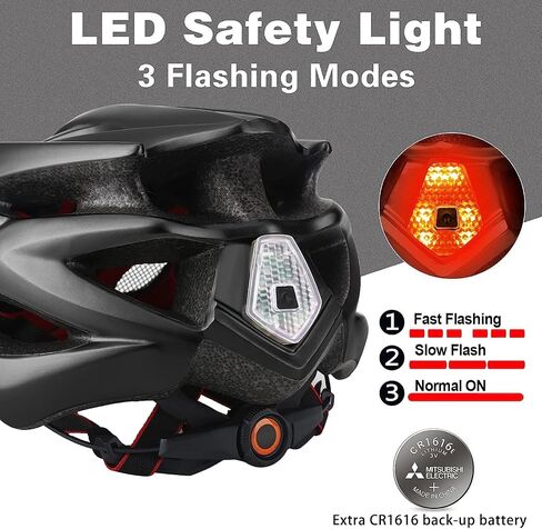 خوذة دراجة Basecamp للنساء الرجال مع LED Safety Light Light قابلة للإزالة من أشعة الشمس ، خوذة دراجة خفيفة الوزن ، خوذات الجبال والطرق القابلة للتنفس للبالغين للبالغين in Kuwait