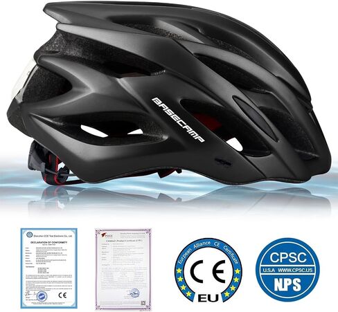 خوذة دراجة Basecamp للنساء الرجال مع LED Safety Light Light قابلة للإزالة من أشعة الشمس ، خوذة دراجة خفيفة الوزن ، خوذات الجبال والطرق القابلة للتنفس للبالغين للبالغين in Kuwait