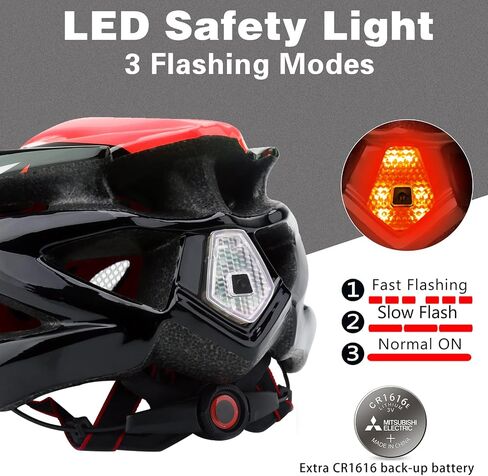 خوذة دراجة Basecamp للنساء الرجال مع LED Safety Light Light قابلة للإزالة من أشعة الشمس ، خوذة دراجة خفيفة الوزن ، خوذات الجبال والطرق القابلة للتنفس للبالغين للبالغين in Kuwait