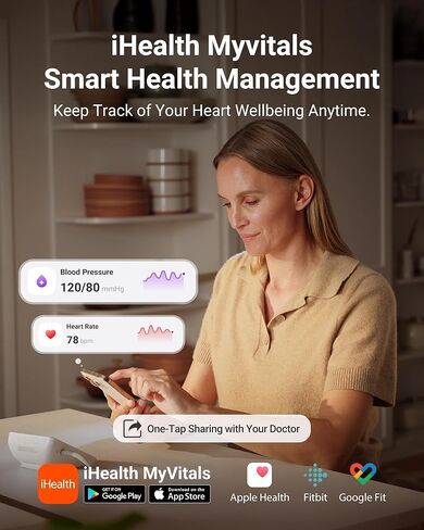 iHealth Accu Luminate Arm Blood Pressure Monitor – 4.5" Large Tri-Color WHO-Based LCD, Clinically Validated Accuracy, Irregular Heartbeat Alert, Bluetooth Cloud Sync, Adjustable Large 8.6"–17" Cuff in Kuwait