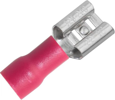 MEETOOT 100PCS 6.3mm Red Female Quick Disconnect Vinyl Insulated Spade Wire Connector Voltage Terminals 22-16 AWG for Electrical Connection in Saudi Arabia