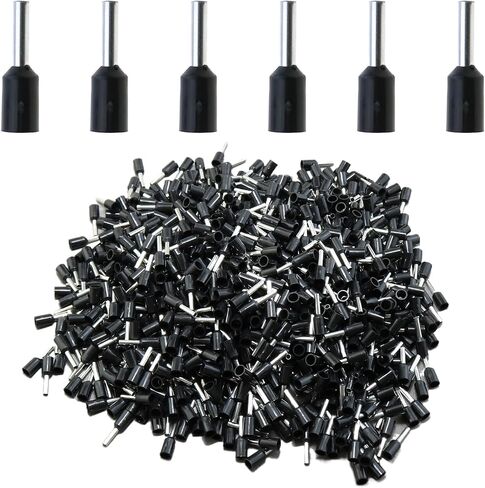 MeetOTOOT 1000PCS AWG 16/1.5 مم موصلات تجعيد النحاس المعزولة ، محطات نهاية السلك pin تجعيد الأسود الأسود in Saudi Arabia