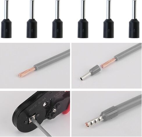 MeetOTOOT 1000PCS AWG 16/1.5 مم موصلات تجعيد النحاس المعزولة ، محطات نهاية السلك pin تجعيد الأسود الأسود in Saudi Arabia