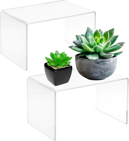 CLAY TONIC 2-Pack Large Clear 5mm Thick Acrylic Display Risers for Kitchen Organizer and Storage,Display Food, Pantry Cabinet Shelf, Retail Display (2, 10.5x7x7 Inch) in Kuwait